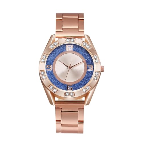 Damen Analog Quarz Uhr mit Lederarmband Modische Damenuhr Wunderschöne und kompakte Damenuhr Lässige und stilvolle Elegante Damenuhr Damenuhruhr Edelstahl (D, One Size) von Generisch