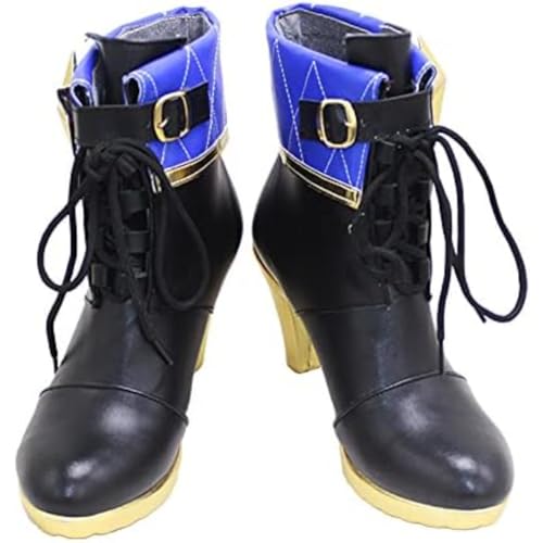 Damen Anime Cosplay Stiefel Für Hoshimachi Suisei Mode PU Leder Fancy Bühne Performance Requisiten Knie Stiefel Halloween Comic Con (39) von Generisch