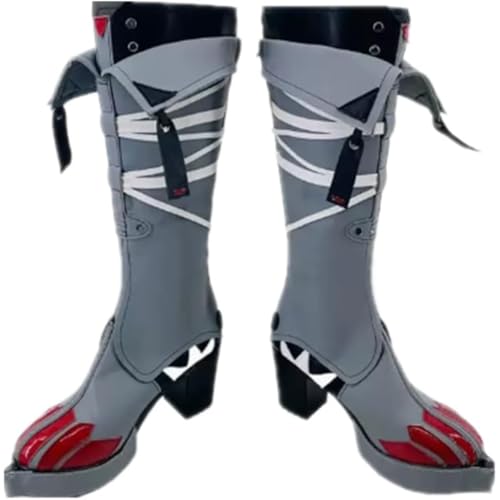 Damen Anime Cosplay Stiefel Für Jane Doe Mode PU Leder Fancy Bühne Performance Requisiten Schuhe Custom Made Halloween Christma Comic Con (Grau,36) von Generisch