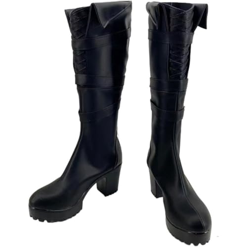 Damen Anime Cosplay Stiefel Für Love Deepspace Mode PU Leder Fancy Bühne Performance Requisiten Schuhe Halloween Comic Con (Schwarz,42) von Generisch