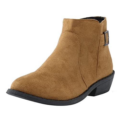 Damen Ankle Boots Elegant Stiletto Stiefel Mode Atmungsaktive Geschlossene Zehen Plattformschuhe für Frauen (Brown, 37) von Generisch