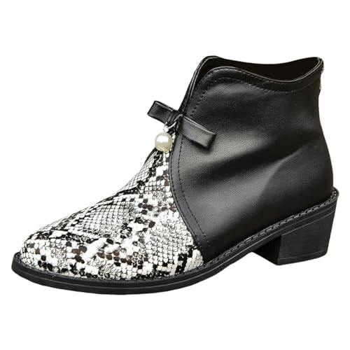 Damen Ankle Boots Modische Kurze Stiefel Bequeme Dicke Absätze modische Schuhe für Frauen Alltag besondere Anlässe (White, 41) von Generisch
