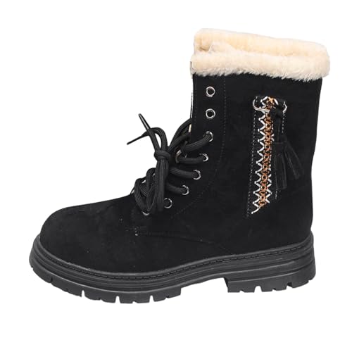 Damen Ankle Boots für Winter mit quadratischem Absatz Samtmaterial Dicker Riemen für modische Frauen in Europa Amerika (Black, 40) von Generisch