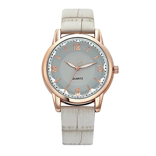 Damen-Armbanduhr Frauen-Uhr-Damen-Lederband-Quarz-Armbanduhr-weibliche Moderne einfache Uhr (Grey, One Size) von Generisch