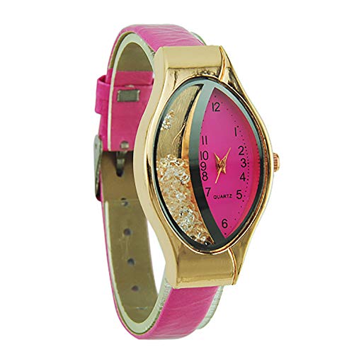 Damen Armbanduhr Mode Dialogband kleine feine Uhr Frau Ellipse Semilunar Uhr Typ Sand-Damenuhr (One Size) von Generisch