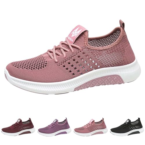 Damen Atmungsaktive Mesh-Lässig Sportschuhe Leicht Weich & Bequem Turnschuhe Mit Plateausohle Damen Damensneaker Breite Füße Hallenschuhe Mit Dämpfung Trainingsschuh Slip In Laufschuhe Rutschfest von Generisch