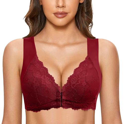 Damen BH Ohne Bügel Bequemer Nahtloser BHS T-Shirts Push Up V-Ausschnitt Weicher Gepolstert Bustier Seamless Bra mit Verstellbaren Trägern von Generisch