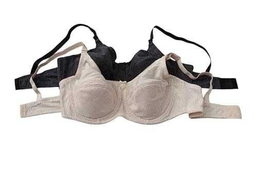 Damen BH Set, 2er Pack Bügel-BH mit Push Up, Baumwolle, Größen 85-110/B C, Schwarz (DE/NL/SE/PL, Körbchengröße & Bandgröße, C, 100, 2er Set (Beige, Schwarz)) von Generisch
