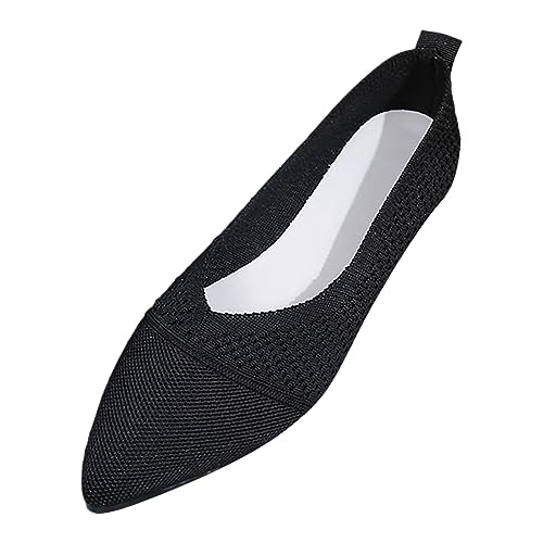 Damen Ballerina Flache Schuhe Spitze Schuhe Zehe Strick Kleid Schuhe Niedriger Keil Slip On Ballerina Walking Flats Schuhe für Frauen Bequem Weich Damen Ballerina Bequeme Slip Ons Flach von Generisch