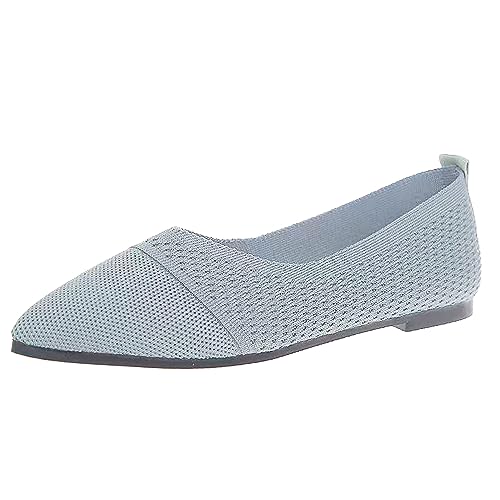 Damen Ballerina Flache Schuhe Spitze Schuhe Zehe Strick Kleid Schuhe Niedriger Keil Slip On Ballerina Walking Flats Schuhe für Frauen Bequem Weich Damen Ballerina Bequeme Slip Ons Flach von Generisch