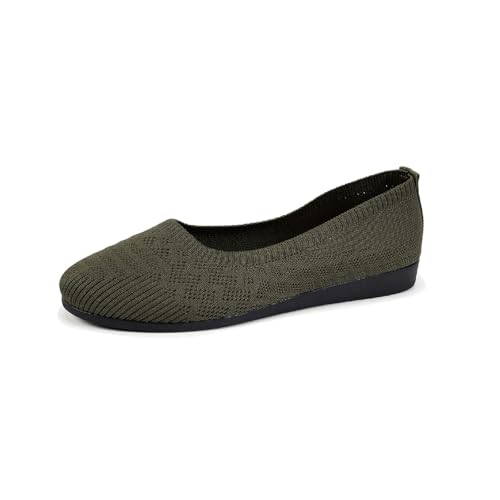 Damen Ballerinas Aus Stoff Mit Rutschfestem Profil Elegante Barfußschuhe Für Sommer Sportliche Flache Freizeitschuhe Mit Rundkappe (Green, Erwachsene, 36, Numerisch, EU Schuhgrößensystem, M) von Generisch