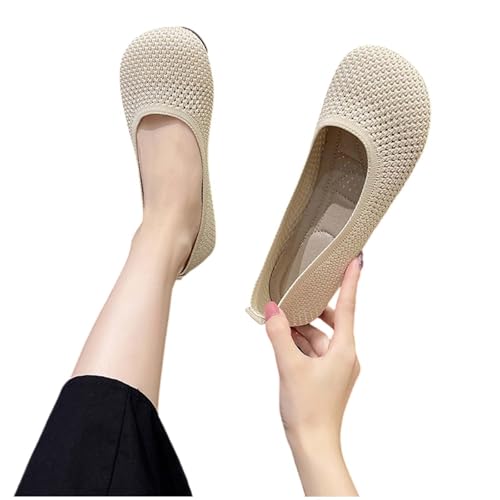 Damen Ballerinas Bequem Orthopädische Ballerina Schuhe Sommer Netz Stoff rutschfest Flache Stricken Sommerschuhe Trachtenschuhe Elegant Schuhe Weiche Sportlich Tanzschuhe Halbschuhe 35-40 von Generisch