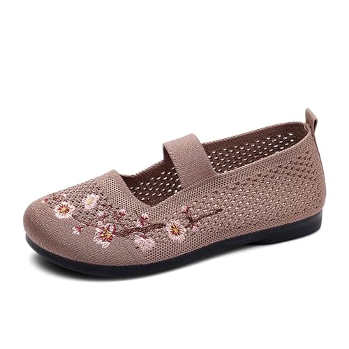 Damen Ballerinas Bequem Slip on – Ballerina Schuhe rutschfest Flache Stricken Sommerschuhe Trachtenschuhe Sommer Elegant Dirndl Weiche Sportlich Tanzschuhe Mädchen Stoff Leichte von Generisch
