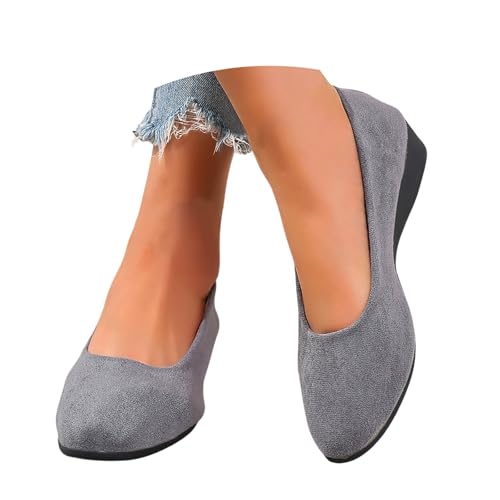 Damen Ballerinas Elegant Keilabsatz Ballerina Schuhe Bequem Sommerschuhe Keilpumps Leichte Pumps Schuhe Riemchenballerina Festliche Sportlich Wedge Damenschuhe Mädchen Balerinaschuhe von Generisch