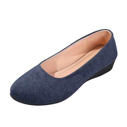 Damen Ballerinas Elegant Keilabsatz Ballerina Schuhe Bequem Sommerschuhe Keilpumps Leichte Pumps Schuhe Riemchenballerina Festliche Sportlich Wedge Damenschuhe Mädchen Balerinaschuhe von Generisch