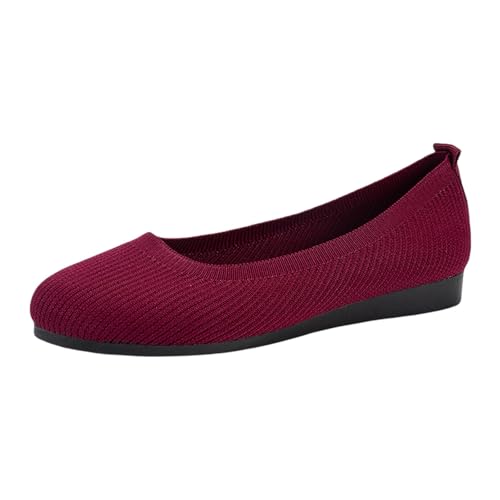 Damen Ballerinas Schlupfschuhe rutschfeste Strick-Sneaker Bequeme Atmungsaktive Sommer Sportliche Frauen Flache Schuhe Komfortschuhe (43) von Generisch
