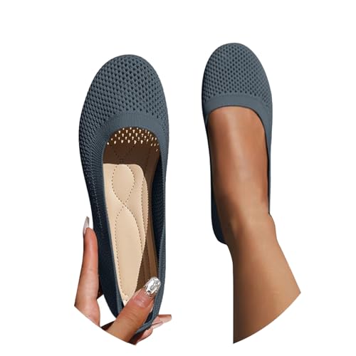 Damen Ballerinas Schlupfschuhe rutschfeste Strick-Sneaker Bequeme Atmungsaktive Sommer Sportliche Frauen Flache Schuhe Komfortschuhe (GY2, 39) von Generisch