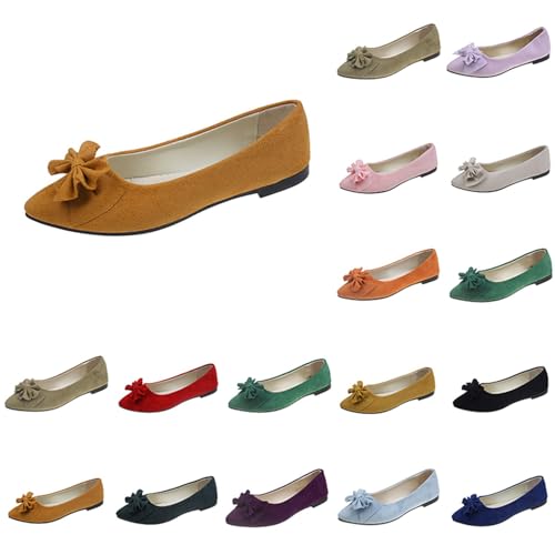 Damen Ballerinas flach klassisch, Elegante und Bequeme Ballettschuhe mit Schleifenbesatz Weich Faux Wildleder Flach Spitze Pumps Weiches Loafer Slip On Knit Kleid Schuhe Bootsschuhe Damen Ballerinas flach klassisch, Elegante und Bequeme Ballettschuhe mit Schleifenbesatz Weich Faux Wildleder Flach Spitze Pumps Weiches Loafer Slip On Knit Kleid Schuhe Bootsschuhe von Generisch