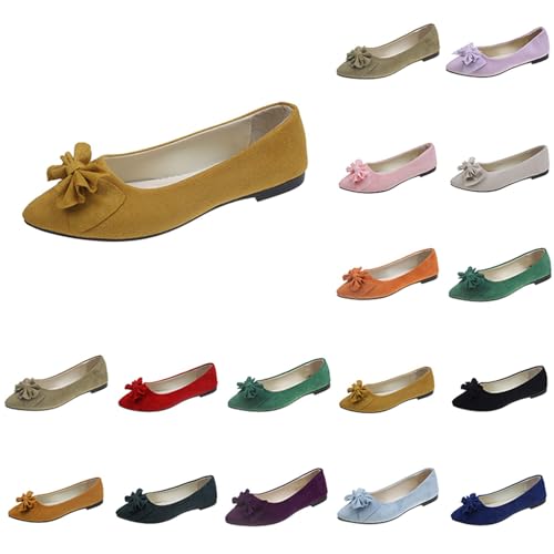Damen Ballerinas flach klassisch, Elegante und Bequeme Ballettschuhe mit Schleifenbesatz Weich Faux Wildleder Flach Spitze Pumps Weiches Loafer Slip On Knit Kleid Schuhe Bootsschuhe Damen Ballerinas flach klassisch, Elegante und Bequeme Ballettschuhe mit Schleifenbesatz Weich Faux Wildleder Flach Spitze Pumps Weiches Loafer Slip On Knit Kleid Schuhe Bootsschuhe von Generisch