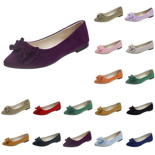 Damen Ballerinas flach klassisch, Elegante und Bequeme Ballettschuhe mit Schleifenbesatz Weich Faux Wildleder Flach Spitze Pumps Weiches Loafer Slip On Knit Kleid Schuhe Bootsschuhe Damen Ballerinas flach klassisch, Elegante und Bequeme Ballettschuhe mit Schleifenbesatz Weich Faux Wildleder Flach Spitze Pumps Weiches Loafer Slip On Knit Kleid Schuhe Bootsschuhe von Generisch
