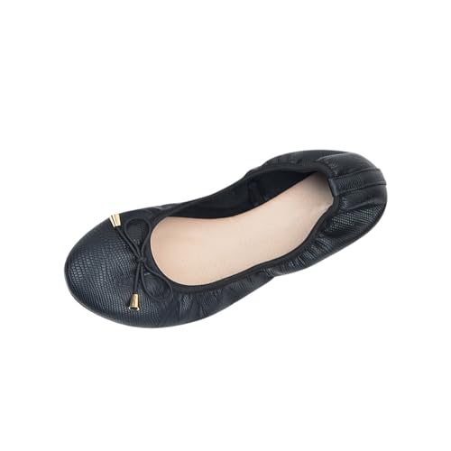 Damen Ballerinas flach klassisch Elegante Slip On Schuhe Runde Zehe PU Flach Schuhe zum Reinschlüpfen Schwarz 40 Damen Ballerinas flach klassisch Elegante Slip On Schuhe Runde Zehe PU Flach Schuhe zum Reinschlüpfen Schwarz 40 von Generisch