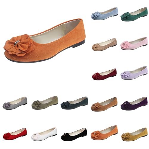 Damen Ballerinas flach klassisch Elegante und Bequeme Ballettschuhe Weich Faux Wildleder Flach Spitze Pumps Komfort Slip On Sommerschuhe Bootsschuhe Walking Flats für Frauen von Generisch
