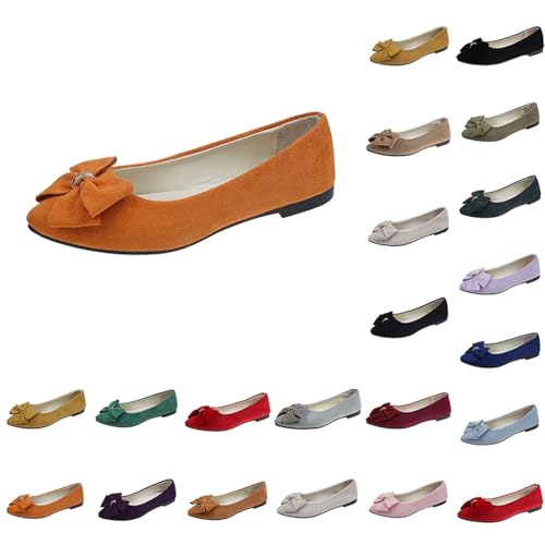 Damen Ballerinas mit Schleife Vegan Weich Faux Wildleder Flach Spitze Pumps Elegant Slip On Knit Kleid Schuhe Mittelfußstütze strapazierfähige Laufsohle leicht & flexibel Bootsschuhe Damen Ballerinas mit Schleife Vegan Weich Faux Wildleder Flach Spitze Pumps Elegant Slip On Knit Kleid Schuhe Mittelfußstütze strapazierfähige Laufsohle leicht & flexibel Bootsschuhe von Generisch