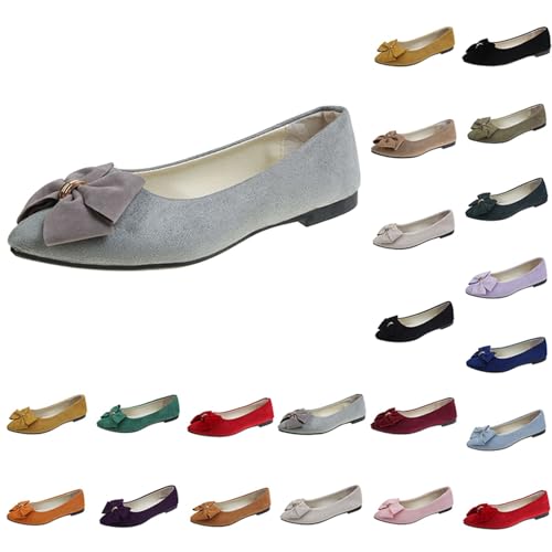 Damen Ballerinas mit Schleife Vegan Weich Faux Wildleder Flach Spitze Pumps Elegant Slip On Knit Kleid Schuhe Mittelfußstütze strapazierfähige Laufsohle leicht & flexibel Bootsschuhe Damen Ballerinas mit Schleife Vegan Weich Faux Wildleder Flach Spitze Pumps Elegant Slip On Knit Kleid Schuhe Mittelfußstütze strapazierfähige Laufsohle leicht & flexibel Bootsschuhe von Generisch