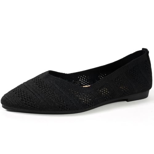 Damen-Ballettschuhe, atmungsaktiv, weich, gestrickt, spitzer Zehenbereich, Slipper, flach, bequem, leicht, Walking-Slipper, Schwarz , 38.5 EU Damen-Ballettschuhe, atmungsaktiv, weich, gestrickt, spitzer Zehenbereich, Slipper, flach, bequem, leicht, Walking-Slipper, Schwarz , 38.5 EU von Generisch