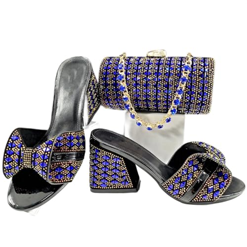 Damen Bankett Heels Taschen Set Italienischer Stil mit Strass 3D Damen Kleine Tasche, 106, 42.5 EU von Generisch