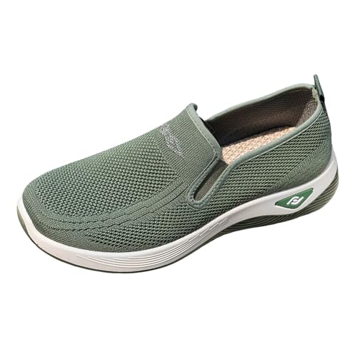 Damen Barfußschuhe Slip On Komfortschuhe Strick Walkingschuhe Atmungsaktive Freizeitschuhe ohne Schnürung Orthopädische Trainingsschuhe mit Weicher Rutschfester Sohle (Green, 38) von Generisch