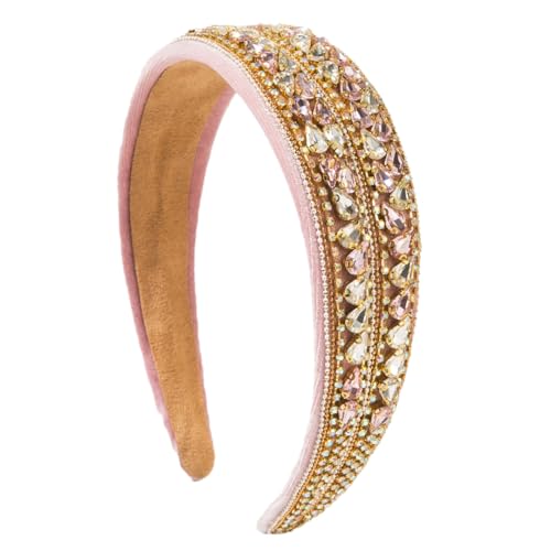 Damen-Stirnbänder aus Fleece, glänzend, voller Diamant, breiter Rand, Party-Haarband von Generisch