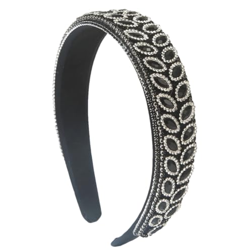 Damen-Stirnband, voller Diamant, schimmerndes Haar-Accessoire für Party, glamouröses solides Muster, Haarband, Hoop von Generisch