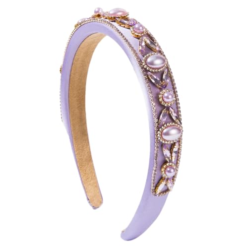 Damen-Stirnband, volle Diamanten, Perlenstäbe, Haarband, trendig, glänzend, modisch, Kopfbedeckung von Generisch