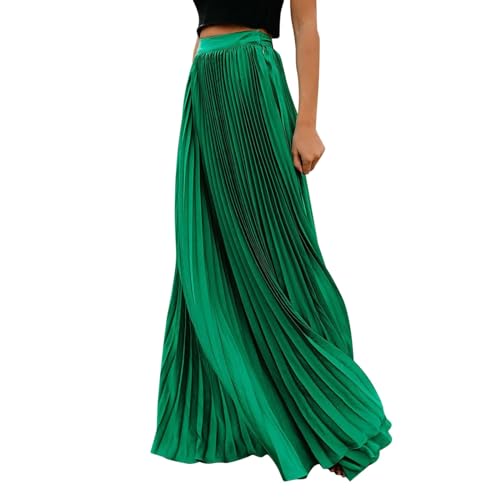Damen Bequeme Halbrock Hüfte Hohe Taille Elegante Slim Fit Röck Set Langes Damenrock High Waist Freizeitrock Elegant Und Bequem Outdoor Rock Fließende Drapierte Extra Lang Röcke (Green, L) von Generisch