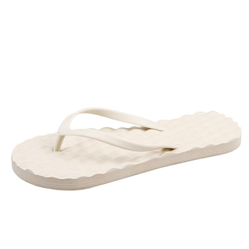Damen Bequeme Leichte Flip Flops mit Rutschfester Sohle Erwachsene Unisex Sommer Strand Zehentrenner, beige, 38.5 EU von Generisch