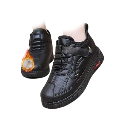 Damen Bequeme wasserdichte warme dicke Stiefeletten Weiche Unterseite Anti-Rutsch Bestickte Fleece Schneestiefel Winter Wanderschuhe, Schwarz , 38 EU von Generisch