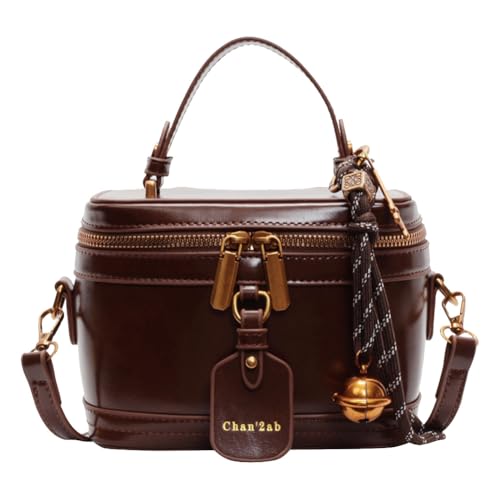 Damen-Beutel, modisch, Schultertasche, PU-Leder, lässiger Shopper stilvolle Umhängetasche, Retro, Messenger für Crossbody, Damenhandtasche, stilvoller Eimer, braun, 7.09x5.12x3.94inch von Generisch
