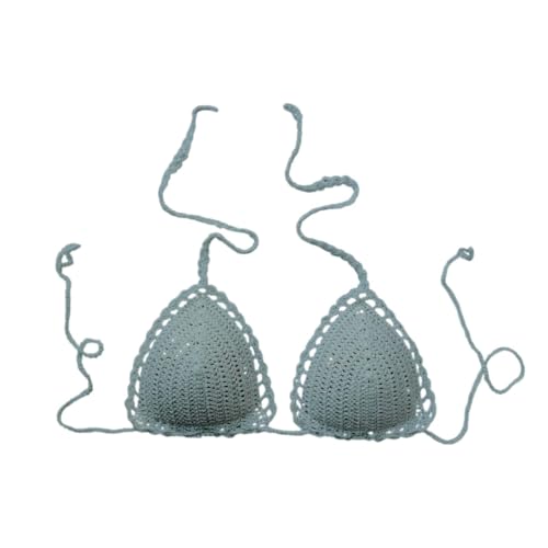 Damen Bikini Oberteile Einfarbig Häkeln Bikinis Badeanzug Tops Sommer Push up Bikinioberteile mit Gepolsterter Swimsuitoberteil Strand Swimsuit Top von Generisch