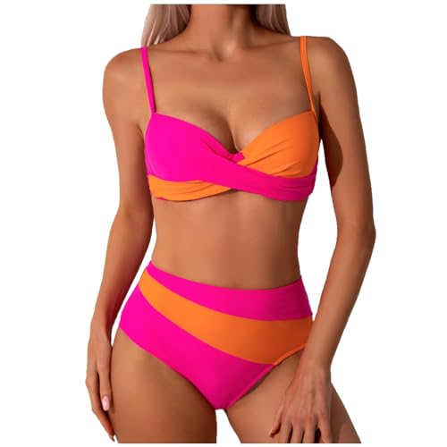 Damen Bikini Set Bauchweg High Waist Bademode Push Up Bikiniss Swimsuit V-Ausschnitt Bikini-Oberteile und High Waist Bikini-Unterteile Zweiteiliger Kordelzug Badeanzüge Bikinis für Strand, Pool von Generisch