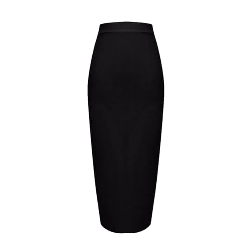 Damen-Bleistiftrock, sexy, elastisch, elegant, einfarbig, H666, Schwarz, 34 von Generisch