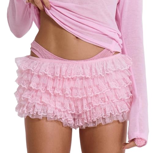 Damen Bloomer Shorts Y2k Spitze Kurze Hosen Rosa Mehrlagig Rüschen Elastische Niedrige Taille Hot Pants Mini Pettipants Teenager Mädchen Elegant Ruffl Lace Lolita Petticoat Party Spitzenshorts Damen Bloomer Shorts Y2k Spitze Kurze Hosen Rosa Mehrlagig Rüschen Elastische Niedrige Taille Hot Pants Mini Pettipants Teenager Mädchen Elegant Ruffl Lace Lolita Petticoat Party Spitzenshorts von Generisch
