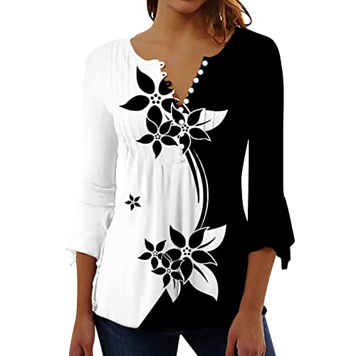 Damen Bluse Blusenshirt Kurzarm V-Ausschnitt Hemd Lässig Elegant Kurzarm Basic Tunika Oberteile Sommer Tops T Shirt Hemden Funktionsshirt Damen Longbluse Damenblusen von Generisch