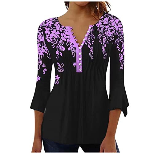 Damen Bluse Elegant, Umstandsmode Sommer Tunika Damen T-Shirts & Blusen Für Damen Oberteile Sexy Top Elegant T-Shirt Sommertop Für Strand Tunika Luftig T-Shirts T Shirt Großer (Hellviolett,L) von Generisch