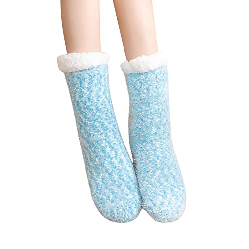 Damen Bodensocken Erwachsene Socken Schlafsocken Teppich Socken Herbst und Winter Warm verdickte Plüsch Hausschuhe Socken Welpensocken zum Rutschen, grün, Einheitsgröße von Generisch