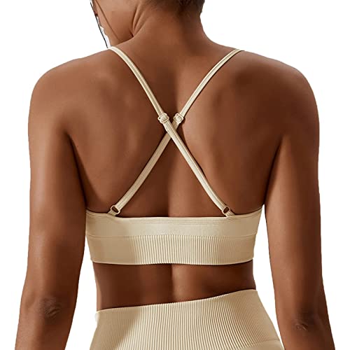 Damen Bralette Gepolstert Bügel BH Breite Träger Damen-Rückenschlinge für Mädchen, nahtlos, schnell trocknend, Yoga-Unterwäsche BH Schwarz 85D BH Und Slip Set Damen Hautfarben (Yellow, S) von Generisch