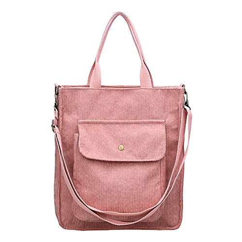 Damen-Canvas-Tasche, Tragetasche, Strandtasche, Einkaufstasche, Handtasche, Schultertasche, Umhängetasche, Damen, lässig, schick, Urlaub, Reisetasche, Handtaschen für Wochenende, rose, Einheitsgröße von Generisch