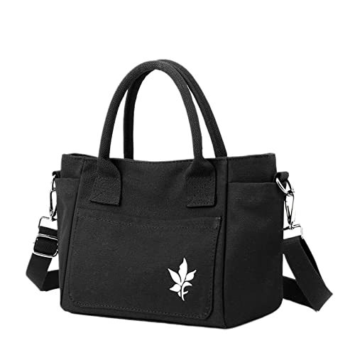 Damen-Canvas-Tragetasche, Handtasche, lässig, mit Tragegriff oben, Schultertasche, mehrere Taschen, Umhängetasche, Kuriertasche für Reisen, Arbeit, Party, Einkaufen, Schwarz , Einheitsgröße von Generisch