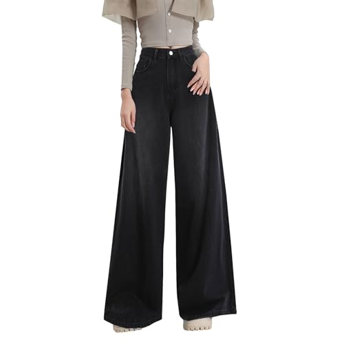 Damen Cargohose Baggy Low Waist Cargo Jeans Denim Hosen Y2k Vintage Jeanshosen Streetwear Jeanshosen Pants Loose Fit Pants Flared Jeans Für Damen High Waist Leicht Und Weich von Generisch