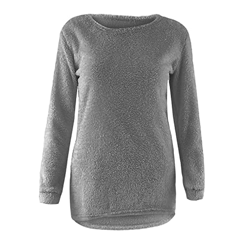 Damen Casual Langarm Pullover Rundhals Loose Fit Blusen T Shirts Sweatshirts Pullover Tops Shirts Pullover Tops (M,Grau) von Generisch